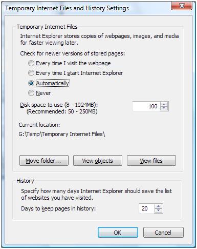IE7 - Move Temporary Internet Files