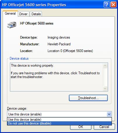 Windows disable device driver