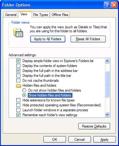 Explorer folder options