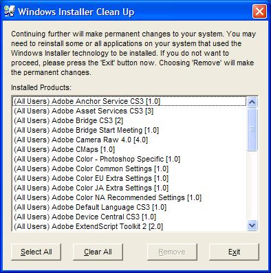 Windows Installer Clean Up - Fit Uninstall Problems