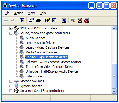 sound mixer controls for sigmatel hd audio for windows xp