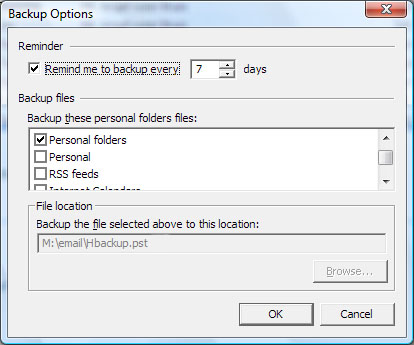 Outlook backup options