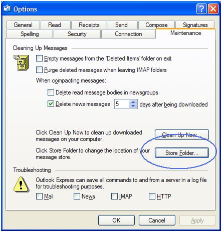Outlook Express Store Folder