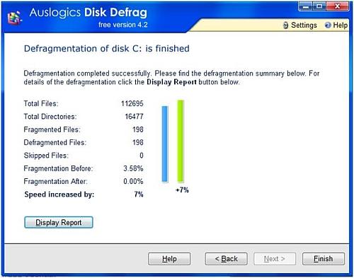 Disk defrag results