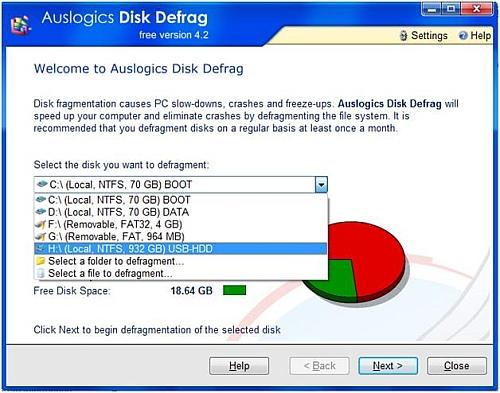 External disk defrag