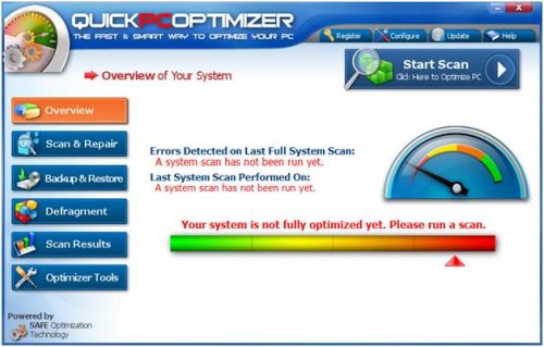 QuickPCOptimizer Main Window