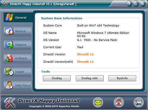 DirectX uninstall software