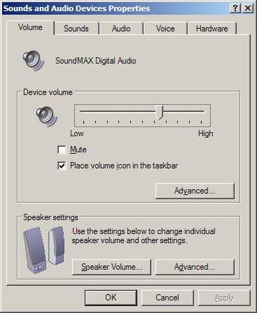 Windows XP Sound Volume