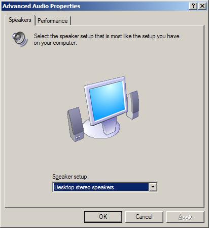 Windows XP Speaker Setup
