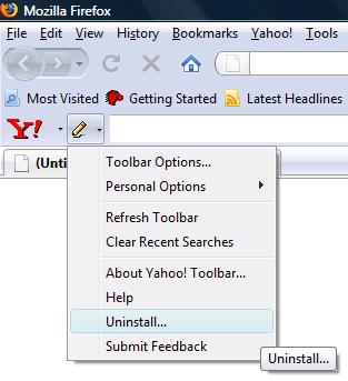 Uninstall Yahoo Toolbar