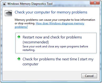 Memory in Windows test tool