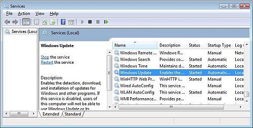 Windows Management Console - Services