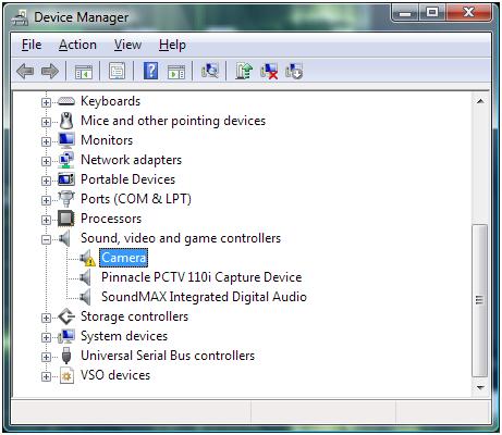 Webcam Problems in Device Manager