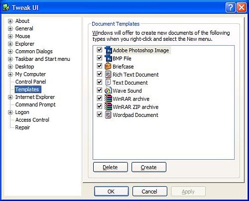 Windows XP Tweak UI