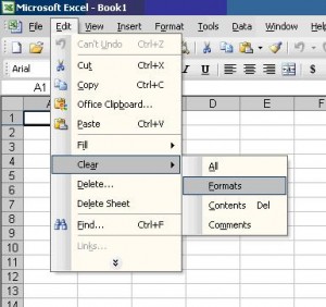 Clear cell format in Excel