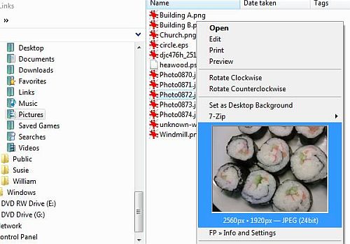 FastPreview Preview images in popup menu