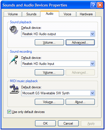 Windows Default Sound Device
