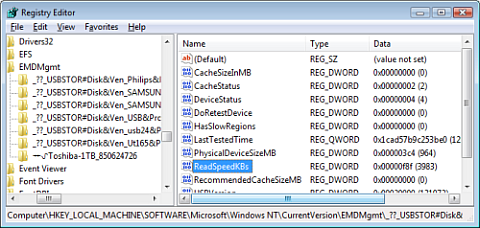 ReadyBoost registry edit