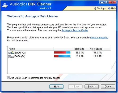 Disk Cleaner interface