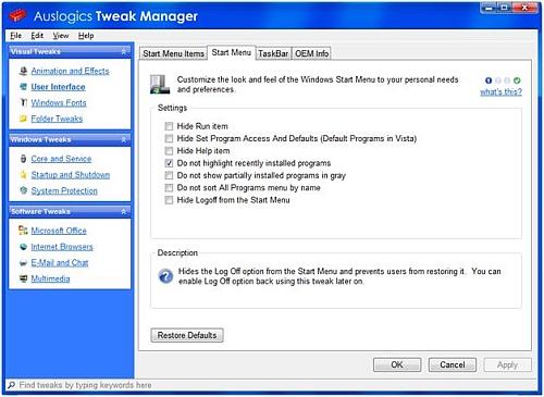 Windows tweaks