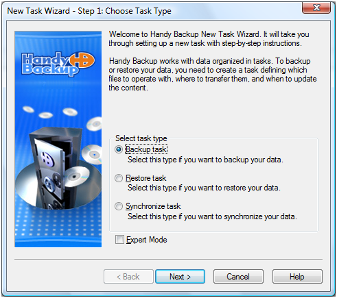 Handy Backup Wizard Handy Backup steps