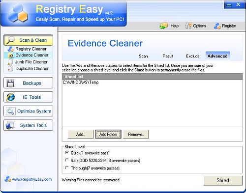 Registry Easy File Shredder