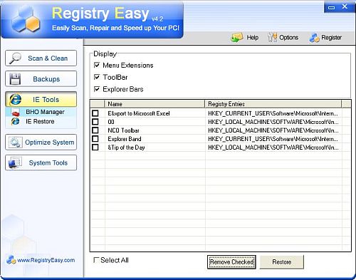 Registry Easy IE Tools
