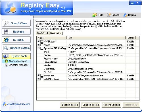 Registry Easy Startup Manager
