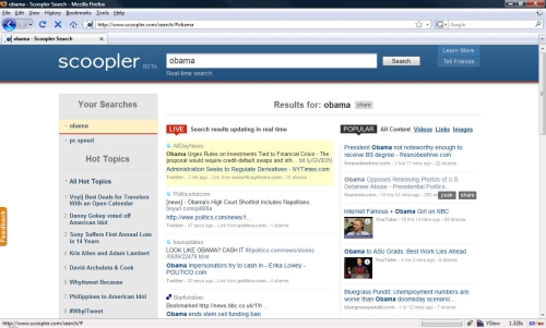 Search results in Scoopler Scoopler real-time search