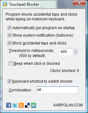 Touchpad Blocker Temporarily disable touchpad