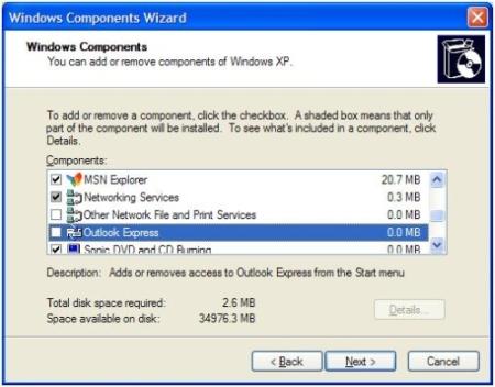 Uninstall Outlook Express
