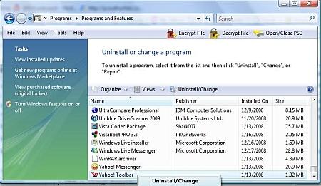 Remove Yahoo Toolbar Uninstall Yahoo Toolbar from Windows Control Panel
