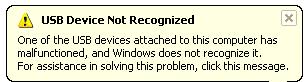 Windows USB device not recognized