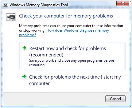 Windows Vista Memory Diagnostics Windows memory test tool