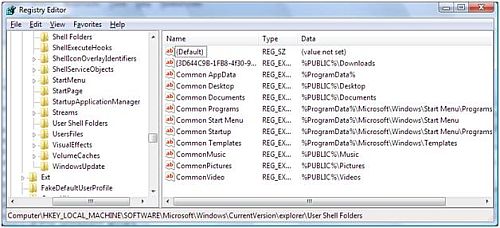 Windows Shell Folders in registry