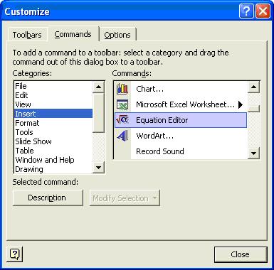 equation tool in word 2003