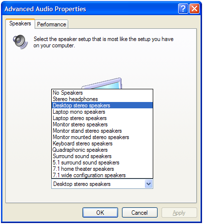 Windows speaker configuration