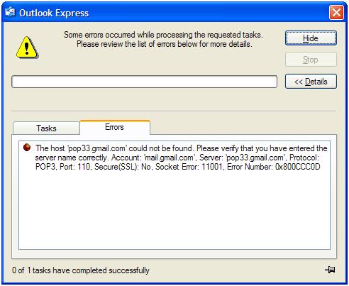 erreur Outlook Express 4.1.1