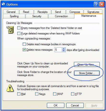 outlook express 6 subscribe to imap folders