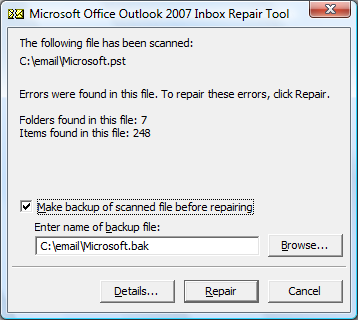 Inbox Repair Tool Errors 