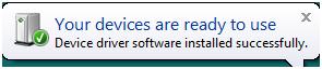 Vista device driver install success
