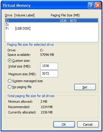hur man ökar det virtuella minnet för Windows XP