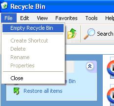 where is recycle bin in windows xp