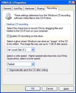 Stop automatic CD ejecting after write