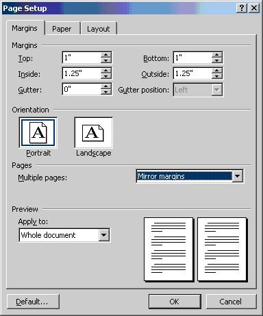 How to Set Mirror Margins For Facing Pages in Ms Word Xp ...