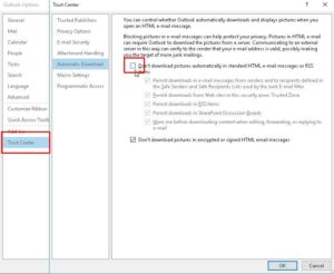 Download pictres automatically in Outlook