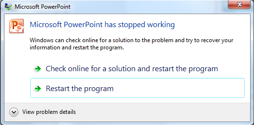 powerpoint presentation slideshow not working