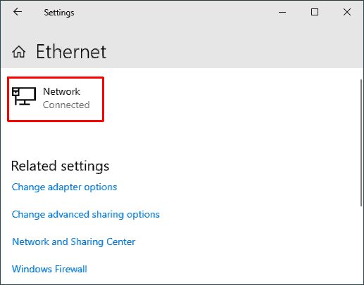 Windows 10 Ethernet Connection