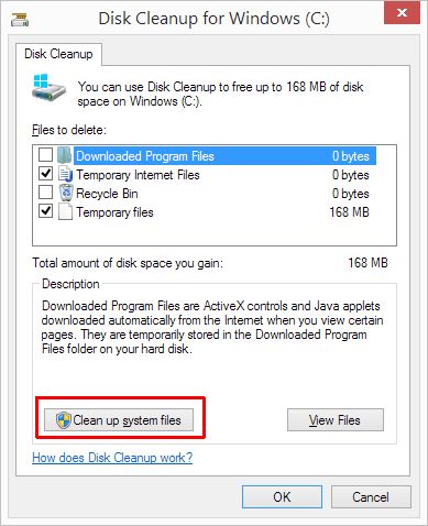 Disk Cleanup Clean System Files