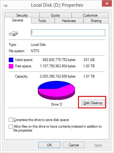 Disk Cleanup from GUI